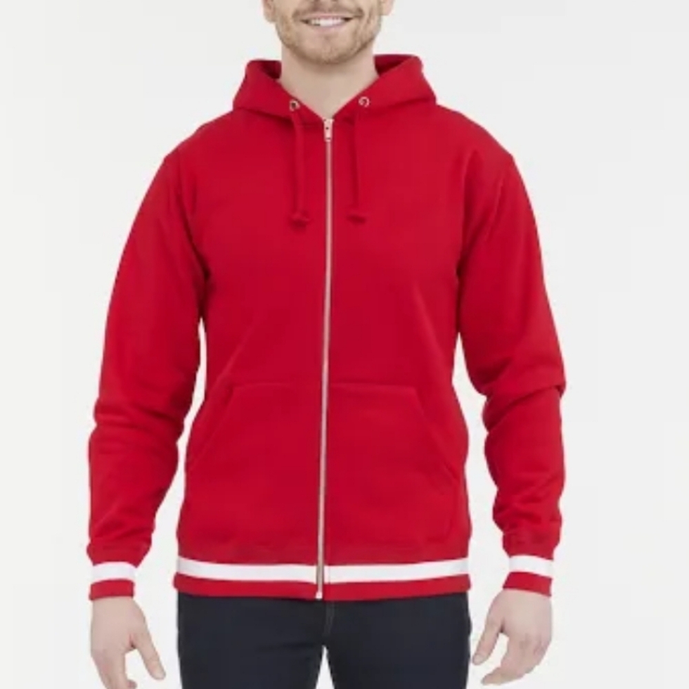Supreme Old English Stripe Zip Up Hoodie with White Logo Sweatshirt